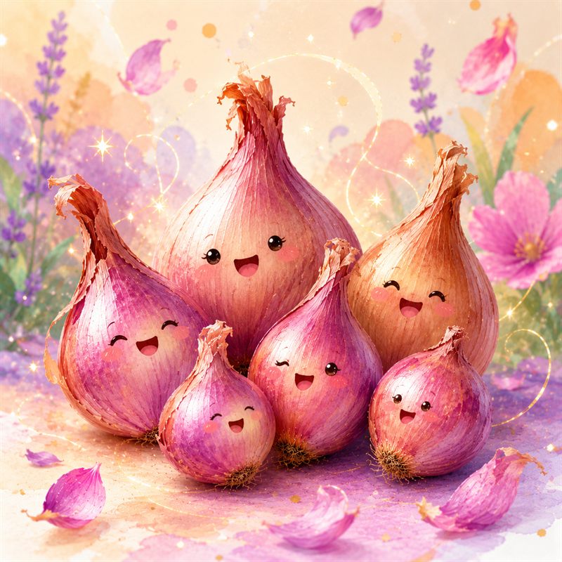 A happy bunch of smiling shallots